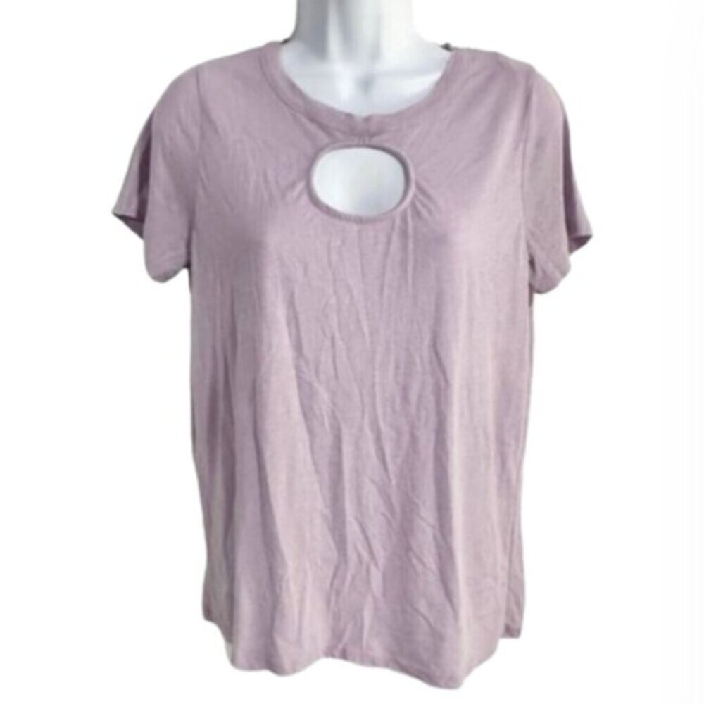 Chaser Lilac Purple Short Sleeve Cut Out Crewneck T-Shirt Size Small NWT